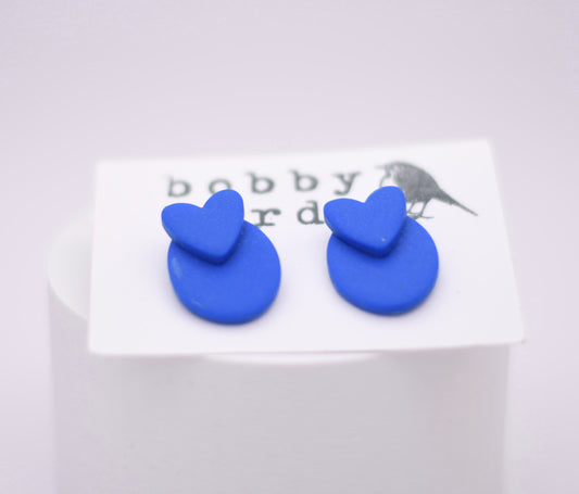 Electric Blue Heart Studs