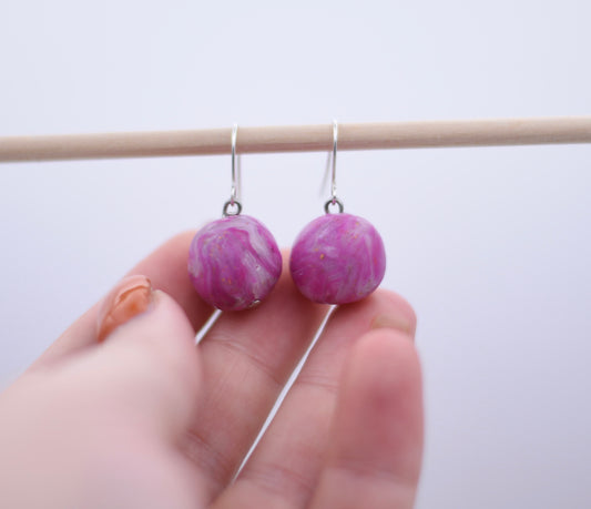 Pink & Gold Marbled Bead Dangles